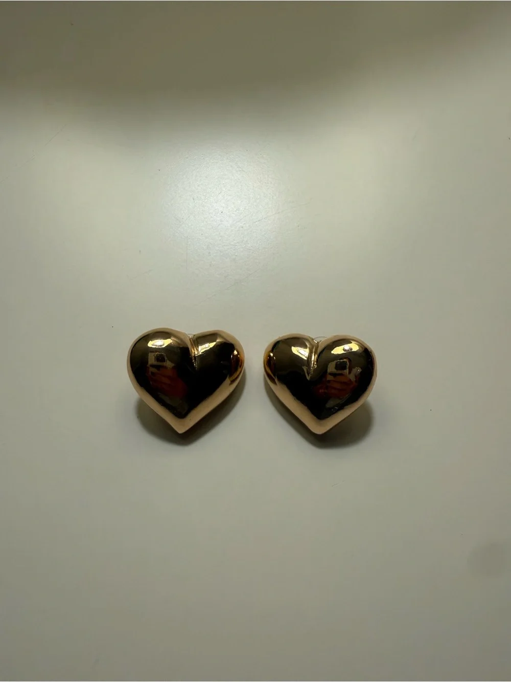 Gold Heart Stud Earrings - Polished Heart Earrings